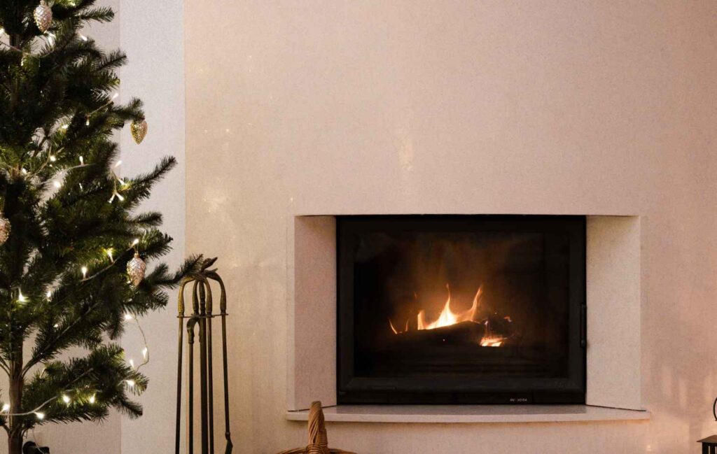 Brown Fireplace